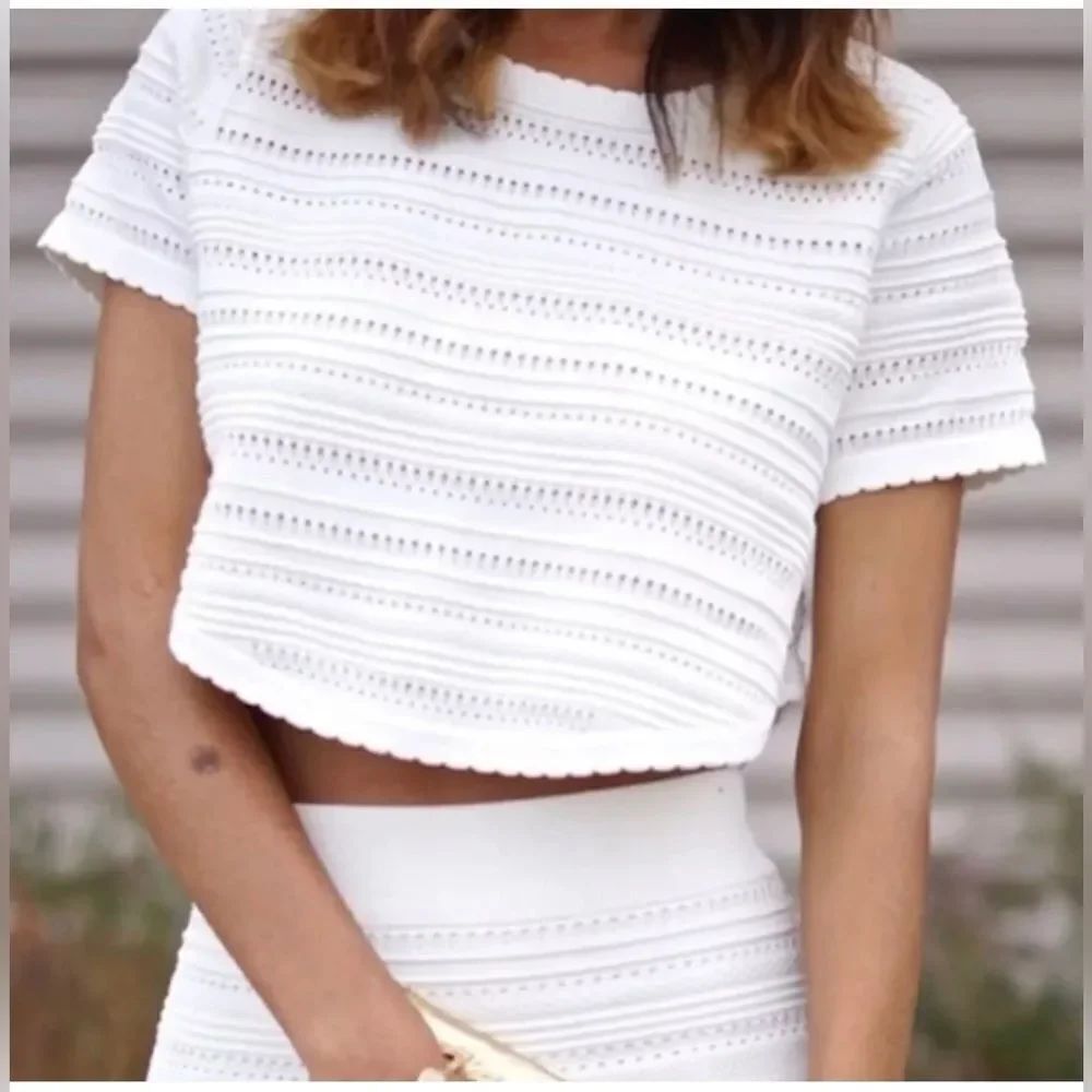 Torn by Ronny Kobo White Crop Top